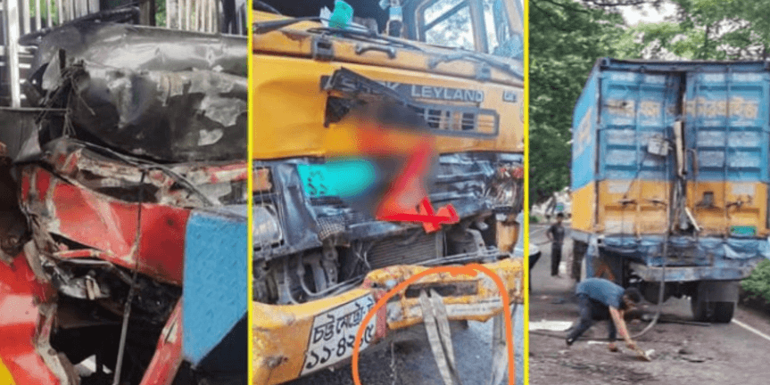 সাতসকালে বাস-কাভার্ডভ্যান-লরির ত্রিমুখী সংঘর্ষে নিহত ৩
