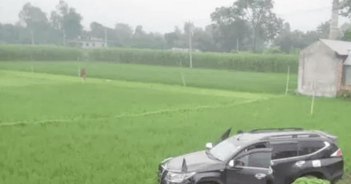 নিয়ন্ত্রণ হারিয়ে ধানক্ষেতে খাদ্য প্রতিমন্ত্রীর গাড়ি
